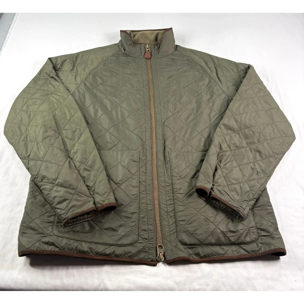Vintage Polo Ralph Lauren Quilted Jacket Mens XL Green Full Zip Lined Y2K